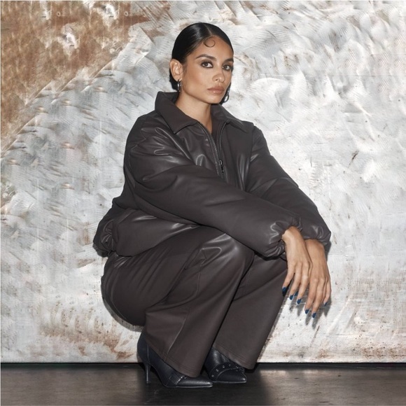 Women's Mid-Rise Wide Leg Faux Leather
Pants - Future Collective Dark Gray new - Picture 7 of 11